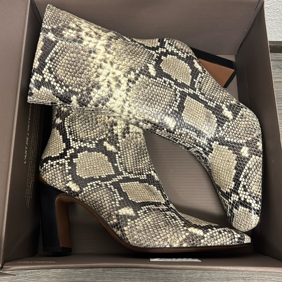 Franco Sarto Briar Dress Ankle Bootie Snake Print Leather - Picture 2 of 7
